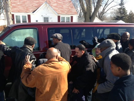 Grace City Church gathered to bless our new church van on 2/23/14. God is good!